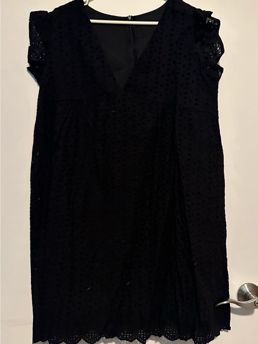Black Eyelet V-Neck Dress